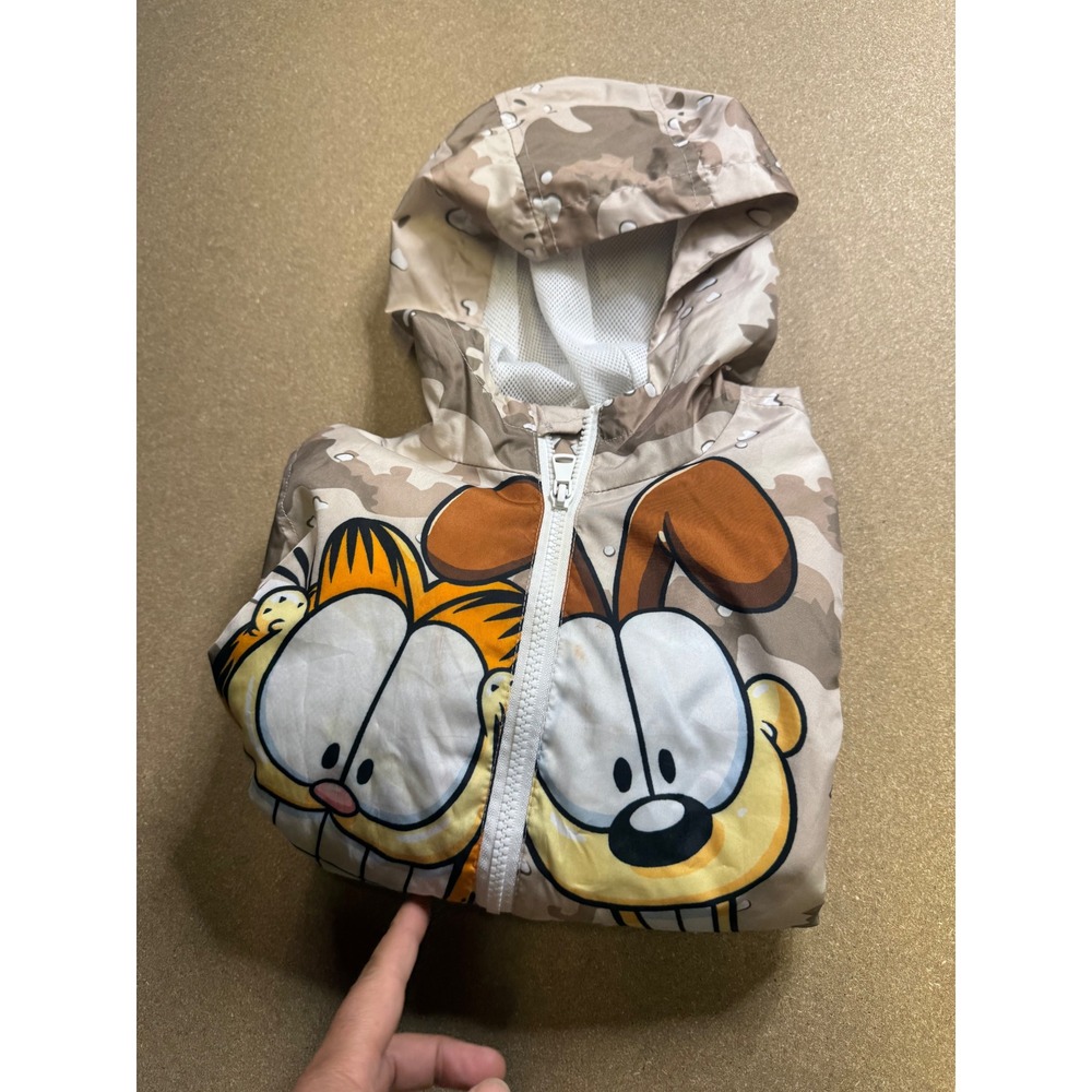 Kids Garfield & Odie‎ Camo Hooded Windbreaker Jacket Size 5